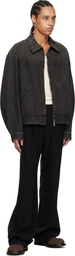 WOOYOUNGMI Gray Leather Collar Denim Jacket