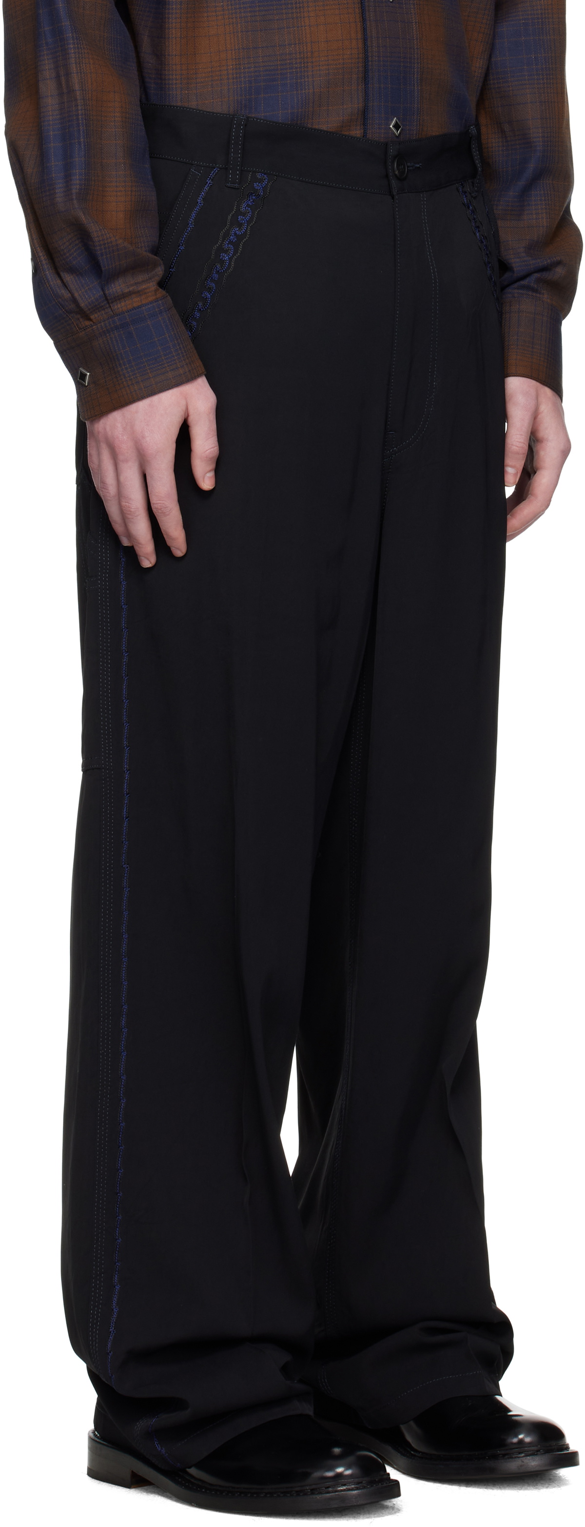 Toga Virilis Black Viscose Twill Trousers