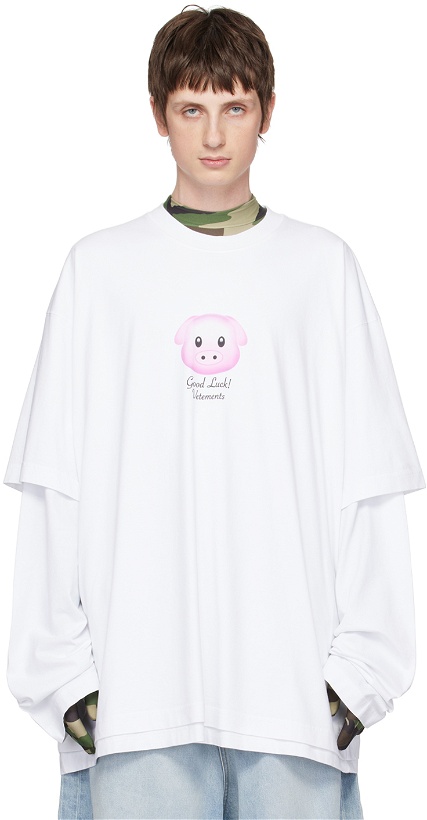 Photo: VETEMENTS White Lucky Pig Long Sleeve T-Shirt