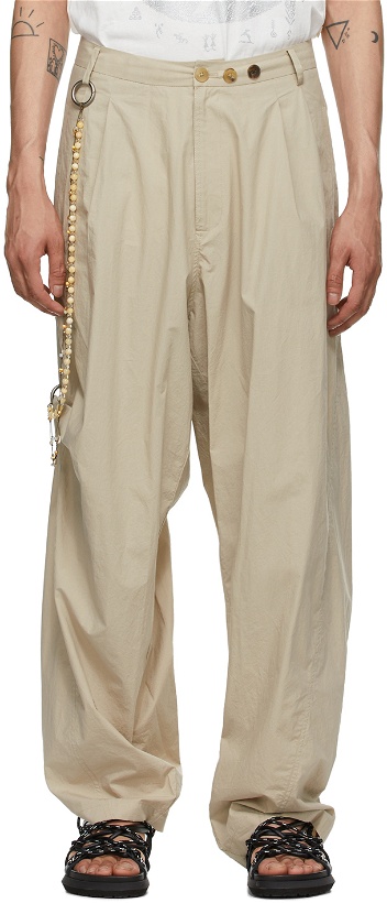 Photo: Hyein Seo Beige Wide Chained Trousers