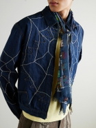 KAPITAL - Frayed Printed Cotton-Blend Gauze Scarf