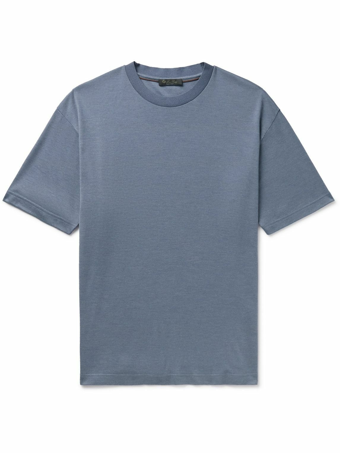 Photo: Loro Piana - Philion Cashmere and Silk-Blend T-Shirt - Blue