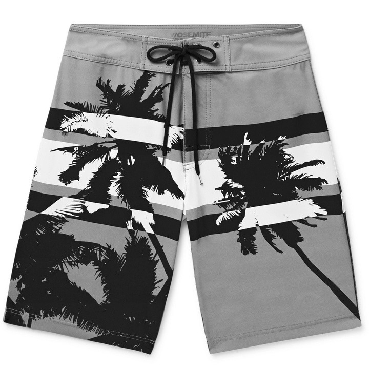 Photo: James Perse - Y/OSEMITE Long-Length Printed Swim Shorts - Gray