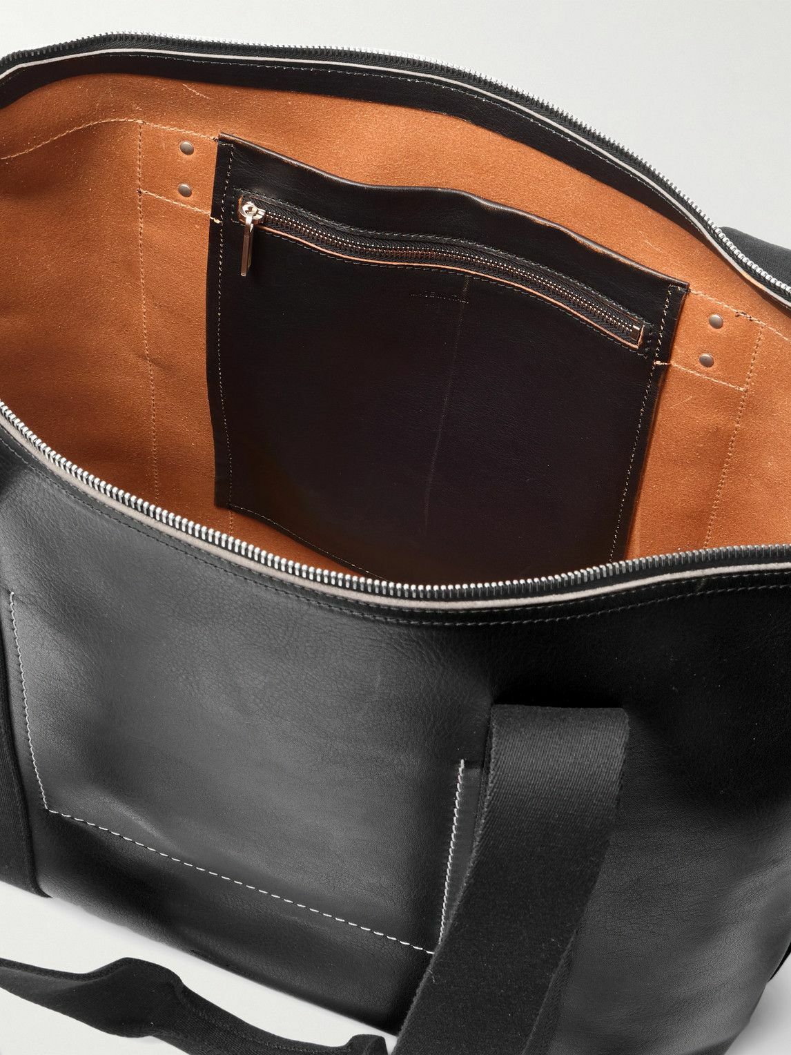 Rick Owens - Webbing-Trimmed Burnished-Leather Weekend Bag