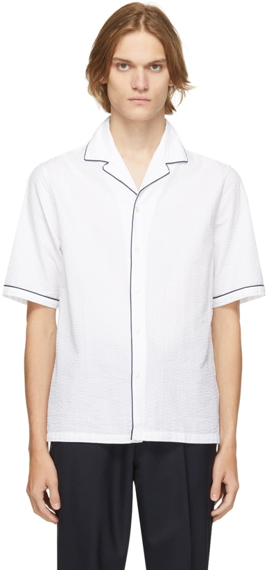Photo: Officine Générale White Eren Piping Short Sleeve Shirt