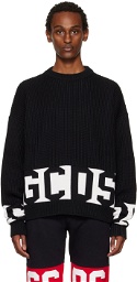 GCDS Black Ribbed Sweater