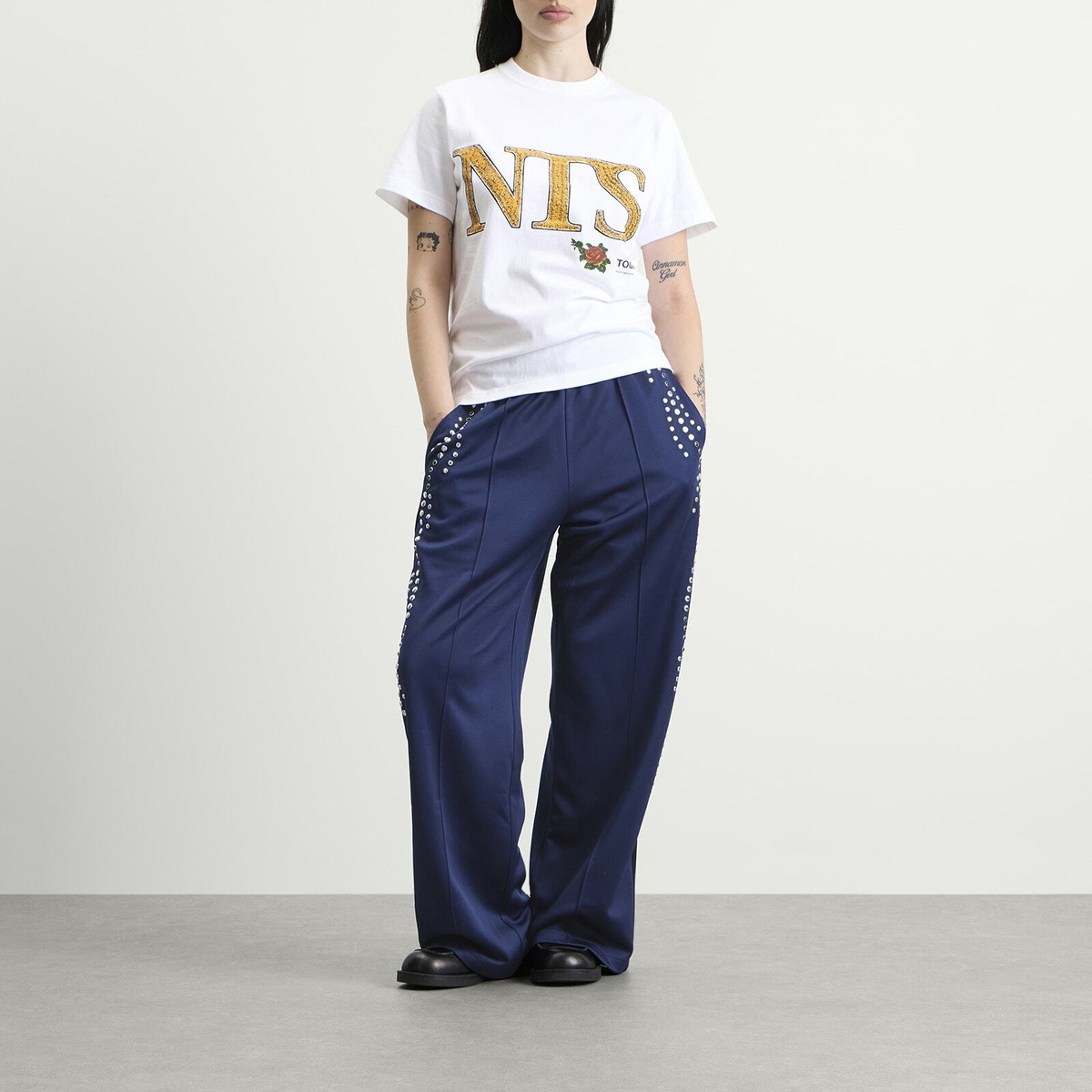 TOGA ARCHIVES Women's TOGA Studded Track Pants in Navy