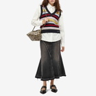 GANNI Women's Tint Edge Denim Long Skirt in Washed Black/Black