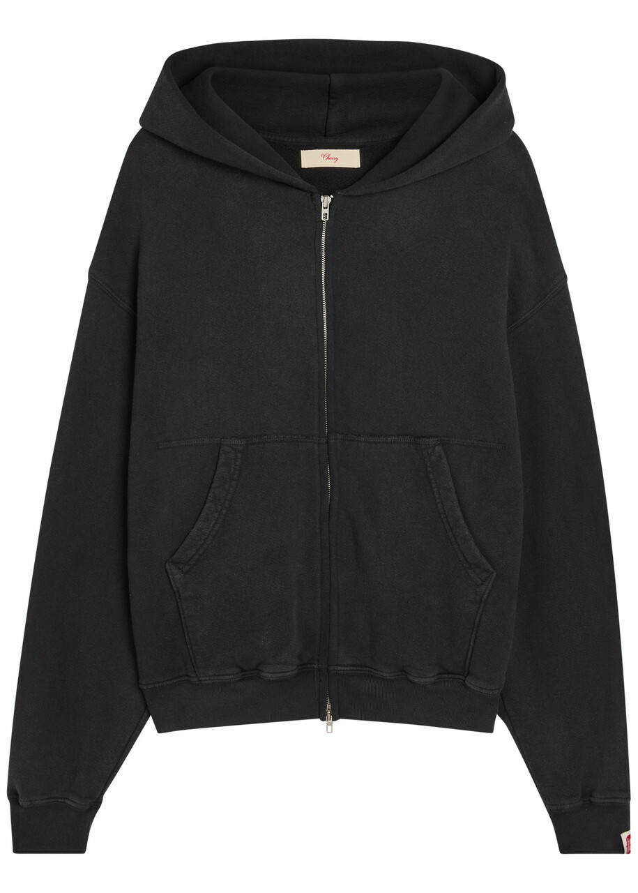 Cherry Los Angeles Zip-up Cotton Sweatshirt Black