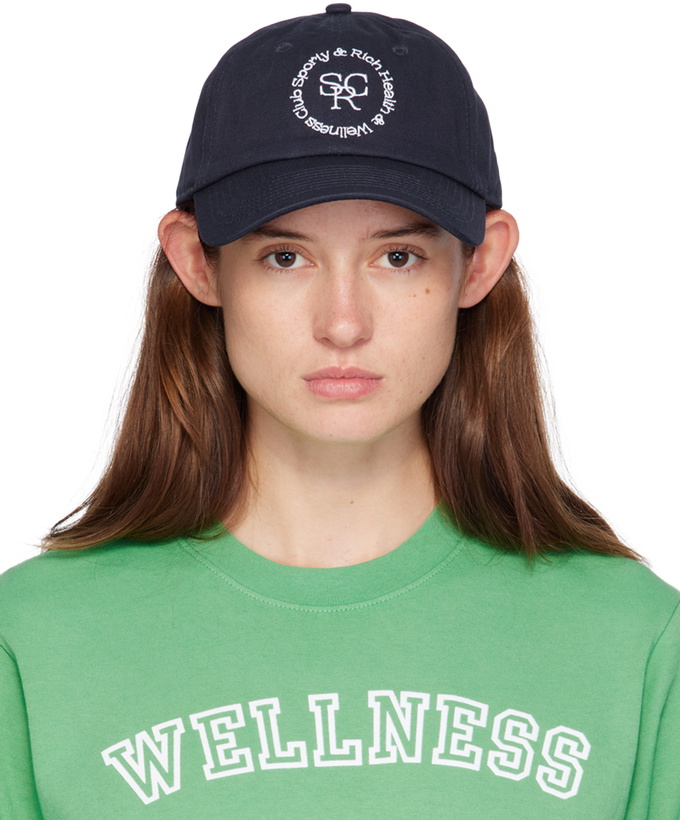 Photo: Sporty & Rich Navy 'SRHWC' Embroidered Cap
