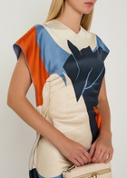 Victoria Beckham Victoria Printed Draped Satin Midi Dress Multicoloured