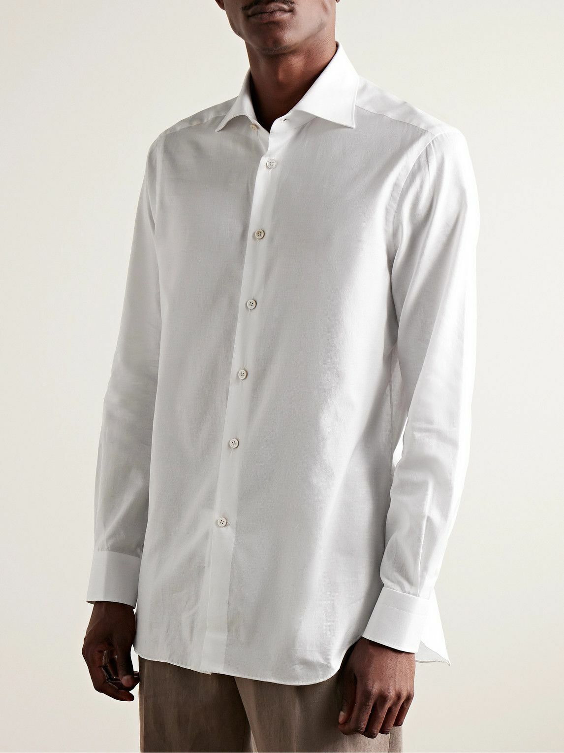 Kiton Slim Fit Dress Shirt White at
