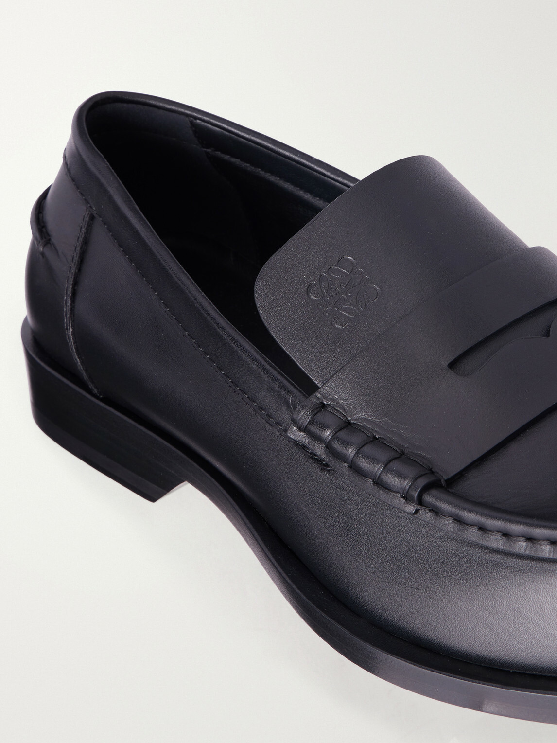 LOEWE - Bobine Anagram-Debossed Leather Loafers - Black