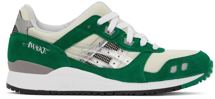 Photo: Awake NY Beige & Green Asics Edition Gel-Lyte III OG Sneakers