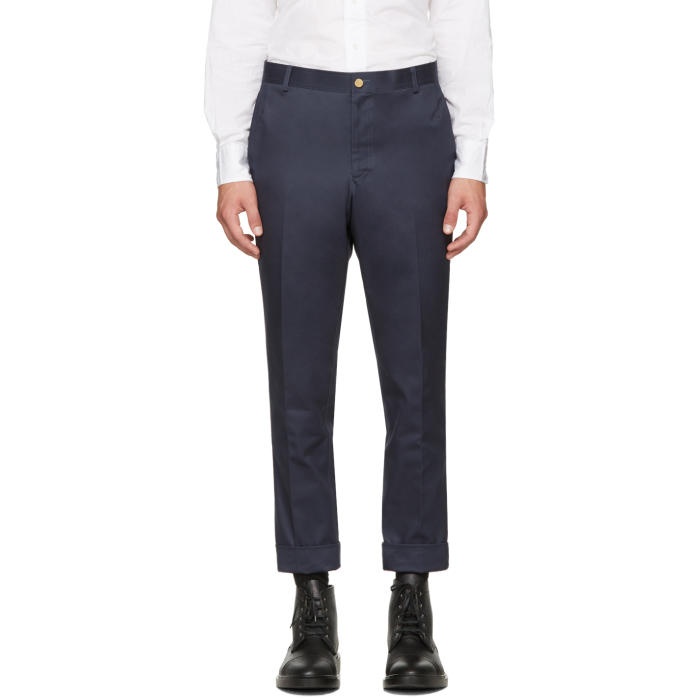 Photo: Thom Browne Navy Unconstructed Chinos 