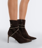 Rene Caovilla Cleo embellished suede ankle boots