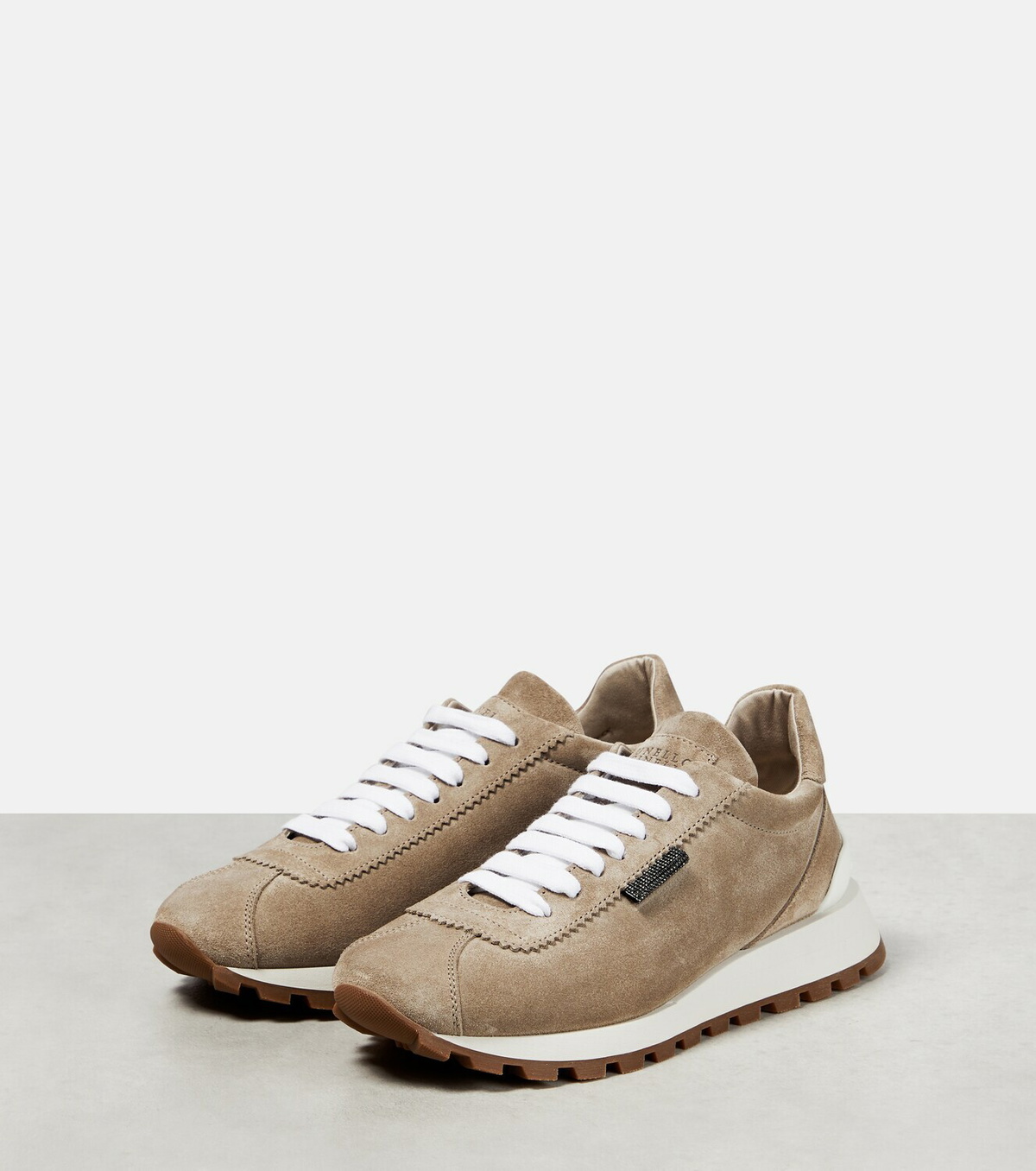 Brunello Cucinelli - Monili-embellished suede low-top sneakers
