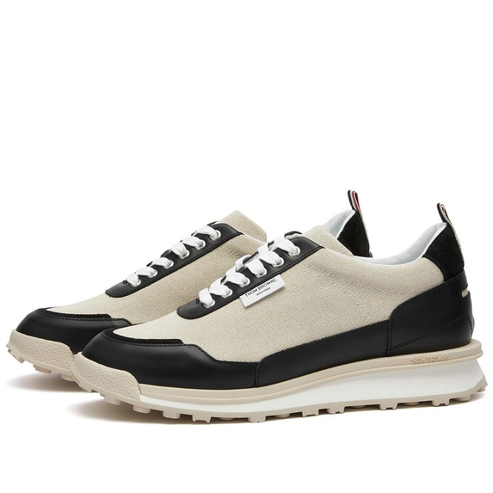 Photo: Thom Browne Men's Cotton Canvas Alumni Sneakers in Natural