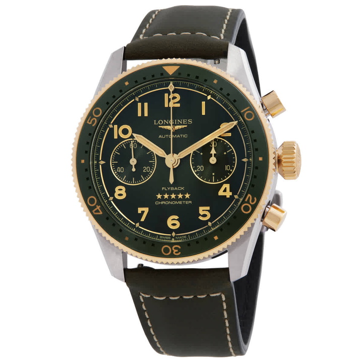 Photo: Longines Spirit Flyback Chronograph Automatic Green Dial Mens Watch L3.821.5.53.2