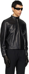 Ernest W. Baker Black Snake Trim Leather Jacket