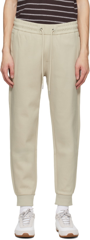 Photo: BOSS Beige Stretch-Cotton Cuffed Hems Track Pants