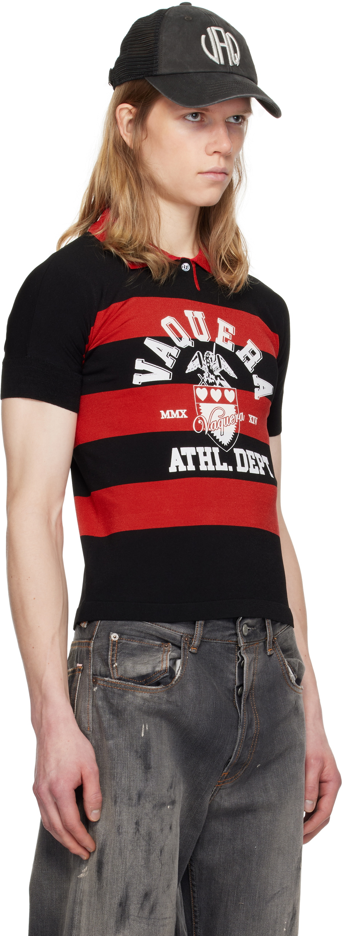 VAQUERA Black & Red Striped Polo