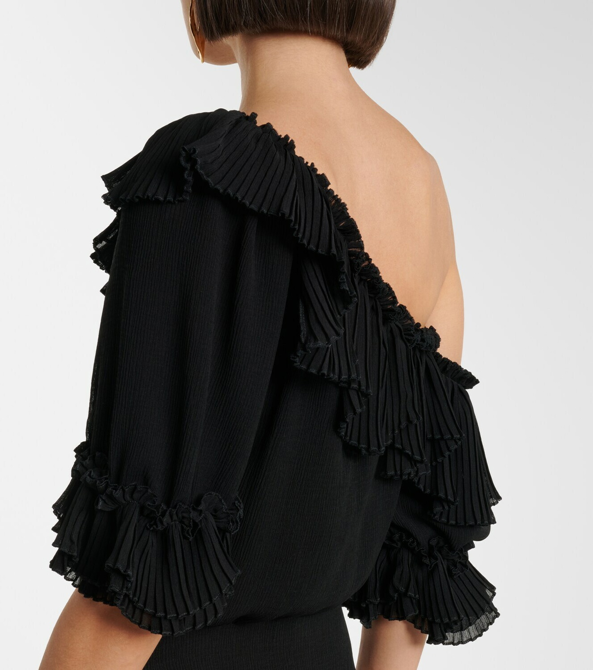 Saint Laurent Ruffled silk crepon minidress