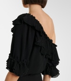 Saint Laurent Ruffled silk crepon minidress