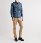 AMI - Button-Down Collar Checked Flannel Shirt - Blue