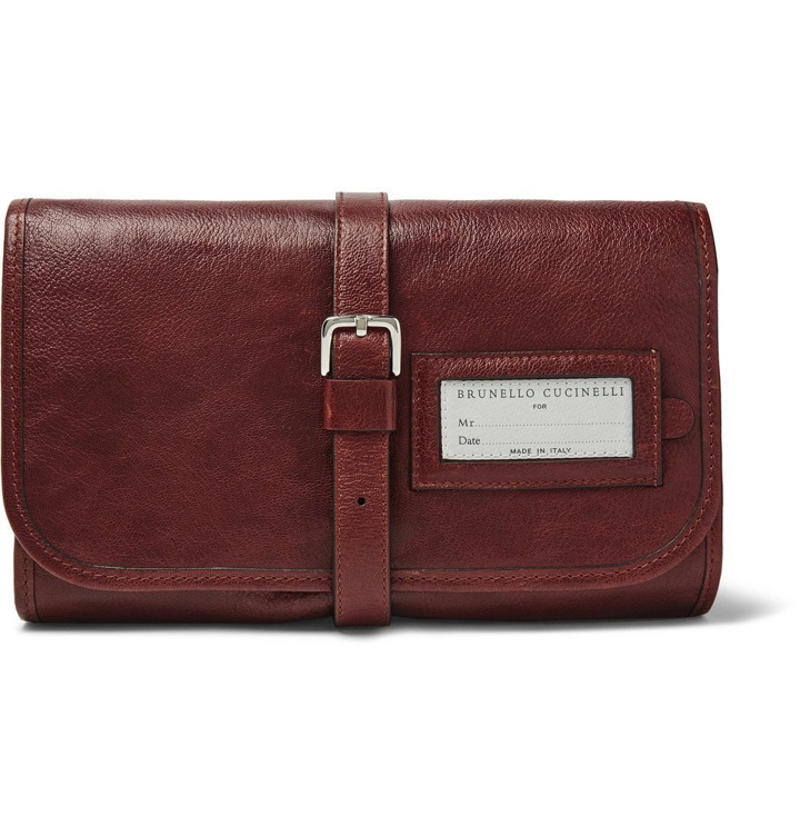 Photo: Brunello Cucinelli - Leather Hanging Wash Bag - Brown