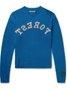 Reese Cooper® - Distressed Intarsia Cotton Sweater - Blue