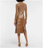 Fendi Ruffle-trimmed leather midi skirt