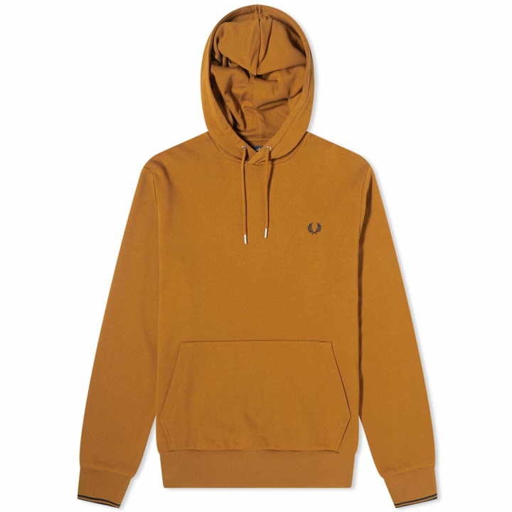 Photo: Fred Perry Men's Tipped Popover Hoodie in Dark Caramel