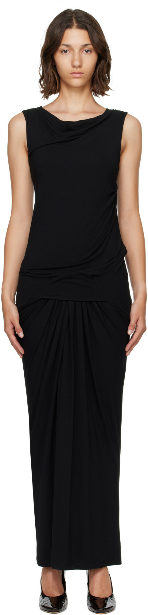 Entire Studios Black Drape Maxi Dress