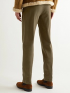 Loro Piana - Tapered Pleated Stretch Cotton-Twill Trousers - Green