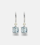 Stone and Strand 14kt white gold earrings with aquamarines, pearls, and diamonds