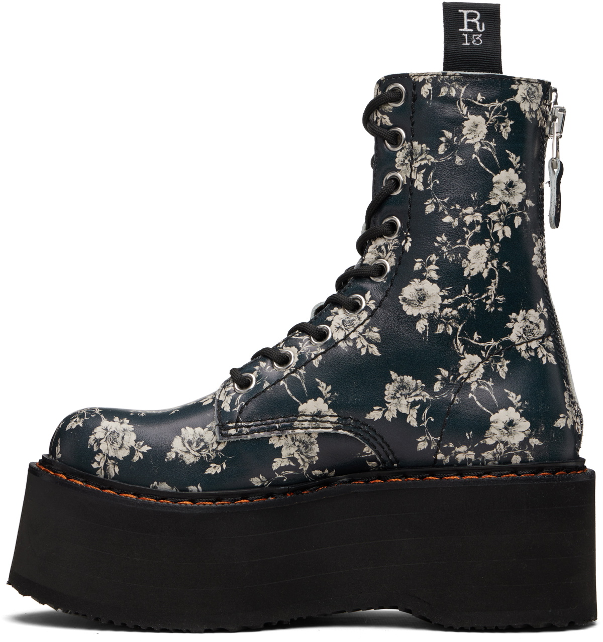 R13 Black & Off-White Double Stack Boots
