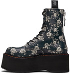 R13 Black & Off-White Double Stack Boots