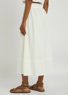 Paige Ojai Floral-embroidered Cotton Midi Skirt White