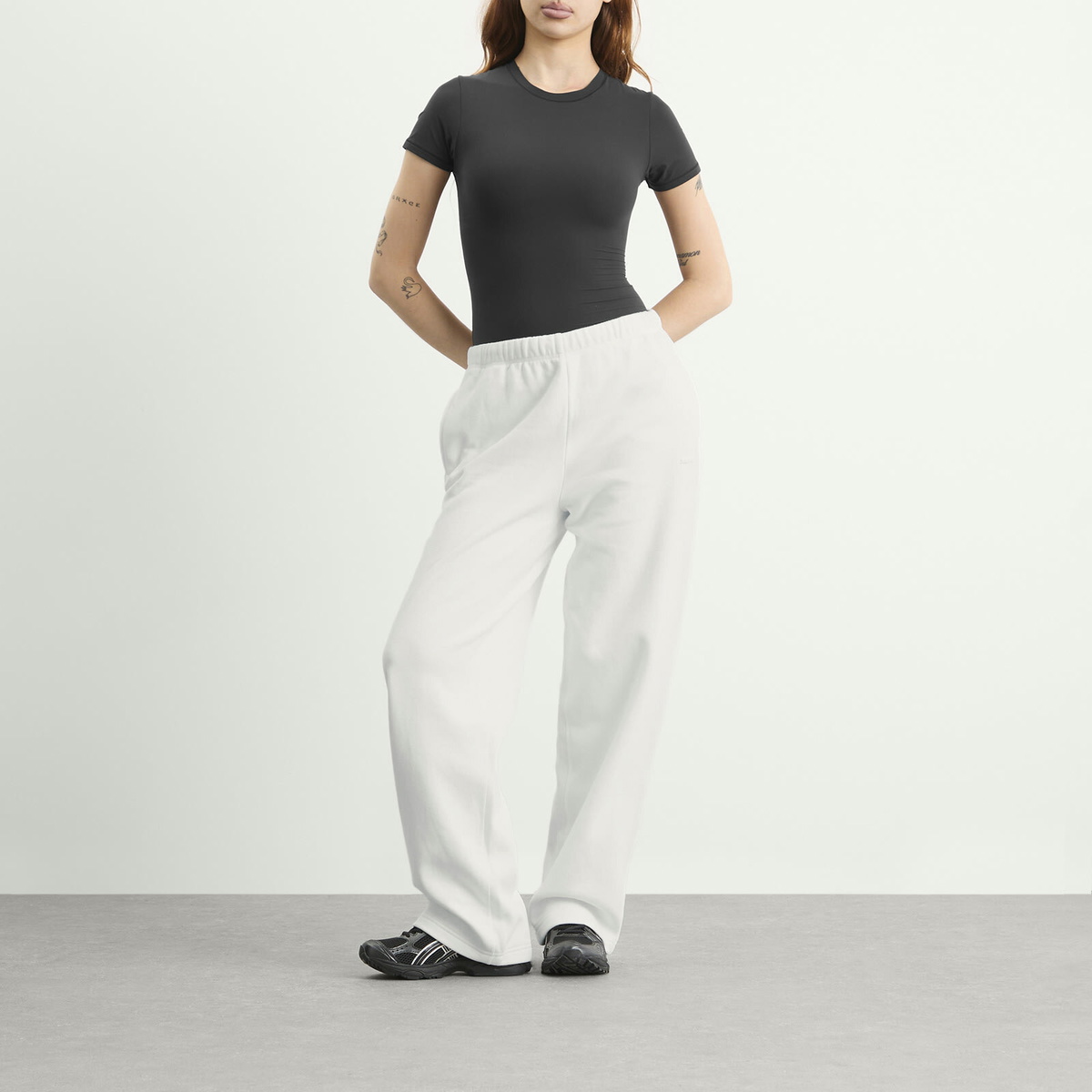 SKIMS Women's Cotton Fleece Classic Straight Leg Pants in Marble