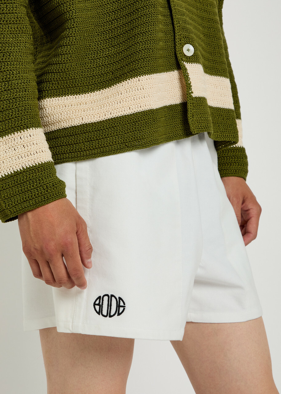 Bode Field Logo-embroidered Cotton-twill Shorts White