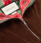 Gucci - Oversized Logo-Appliquéd Cotton-Blend Velvet Half-Zip Track Jacket - Brown