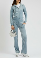 Juicy Couture Del Ray Logo-embroidered Velour Sweatpants Light Blue