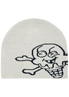 Ice Cream Cones And Bones Logo Knitted Beanie - White - One Size