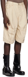 Edward Cuming Off-White Paneled Denim Shorts