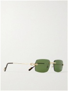 Cartier Eyewear - Rimless Rectangular-Frame Gold-Tone Sunglasses