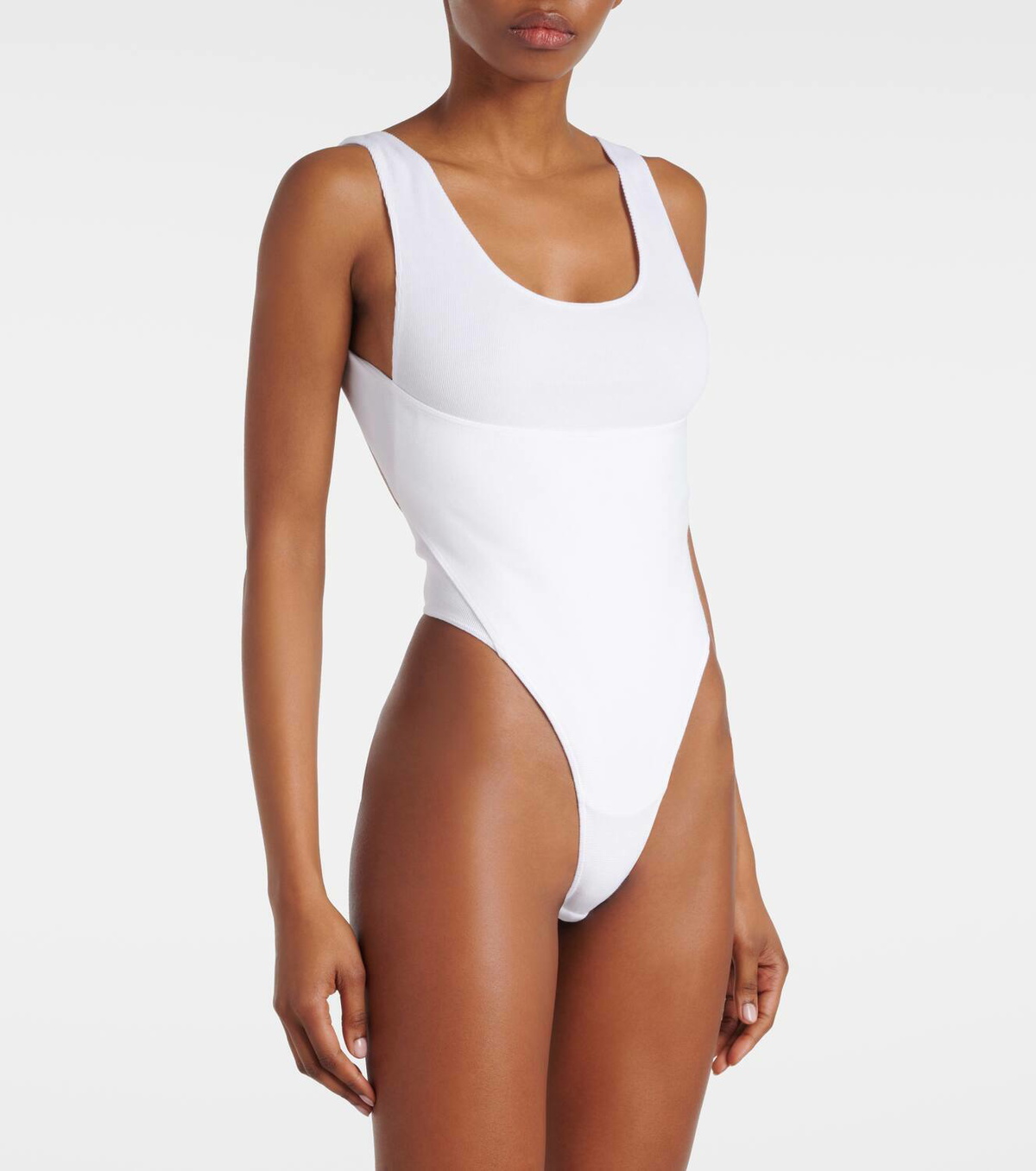 スリップ・インナー・キャミ ALAIA WHITE COTTON BODYSUIT ALAÏA WHITE SLEEVELESS RIBBED KNIT BODYSUIT |ALAÏA US