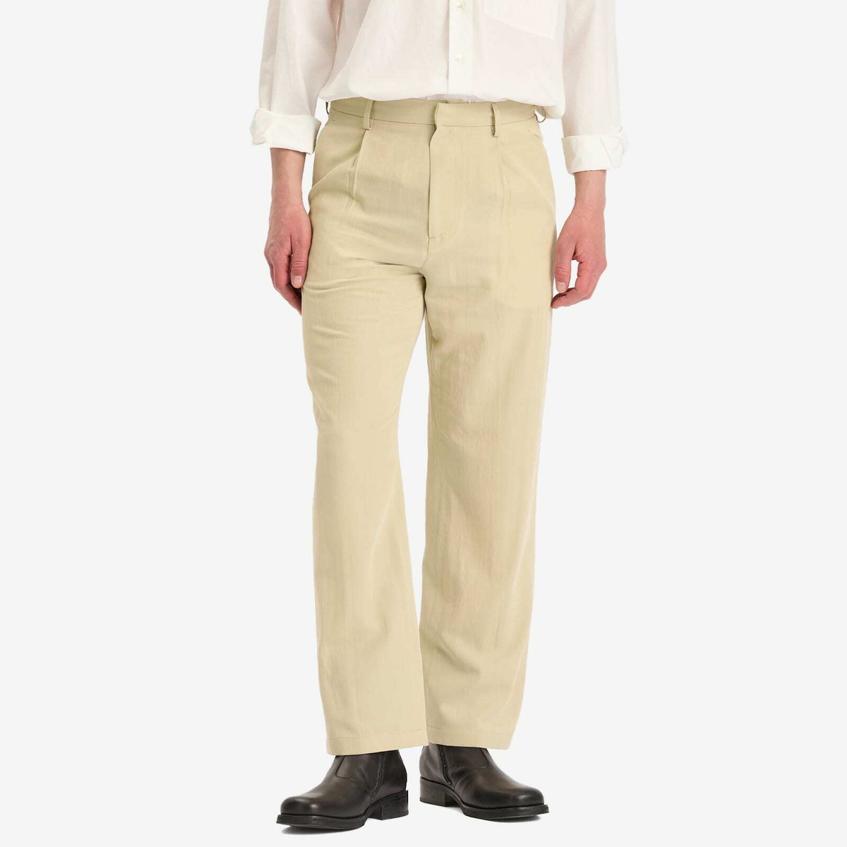 オーラリー LIGHT COTTON WOOL VIYELLA SLACKS 3 Auralee Men's Light Cotton Wool Viyella Slacks in Light Khaki Auralee