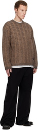 WOOYOUNGMI Brown Wool Blend Herringbone Sweater