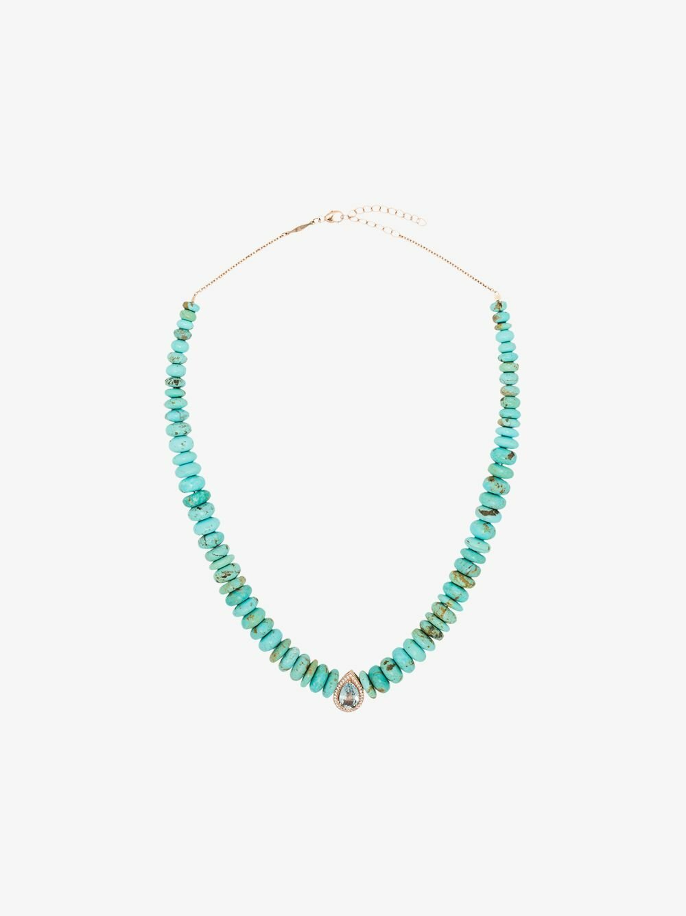 Jacquie Aiche 14K Rose Gold Turquoise Aquamarine Diamond Necklace